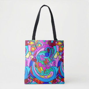 grove kleurrijke vrede en liefde tote bag
