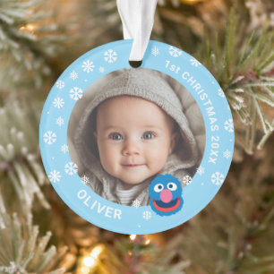 Grover Baby Eerste Kerstmis Aangepaste Foto Ontwer Ornament