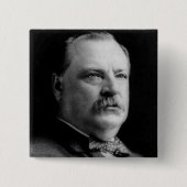 Grover Cleveland Vierkante Button 5,1 Cm (Voorkant)