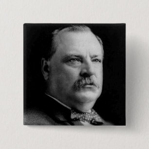 Grover Cleveland Vierkante Button 5,1 Cm