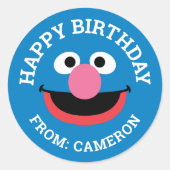 Grover Face Art | Happy Birthday Gift Label (Voorkant)