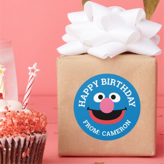 Grover Face Art | Happy Birthday Gift Label (Feest)