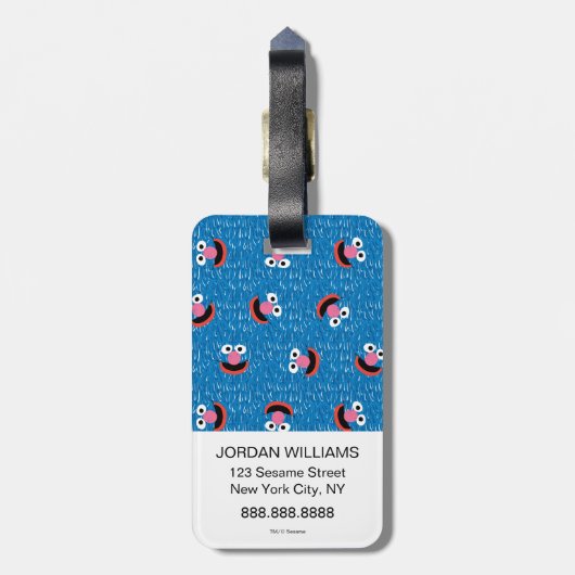 Grover Furry Face Pattern Bagagelabel (Achterkant verticaal)