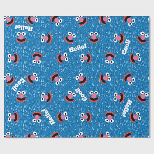 Grover Furry Face Pattern Cadeaupapier (Vlak)