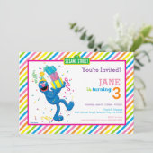 Grover kleurrijke gestreepte verjaardag kaart (Staand voorkant)