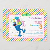 Grover kleurrijke gestreepte verjaardag kaart (Voorkant / Achterkant)