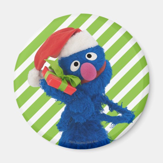 Grover met een Kerstmanhoed Magneet (Voorkant)