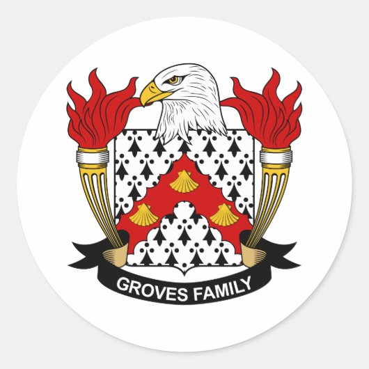 Groves Family Crest Ronde Sticker (Voorkant)