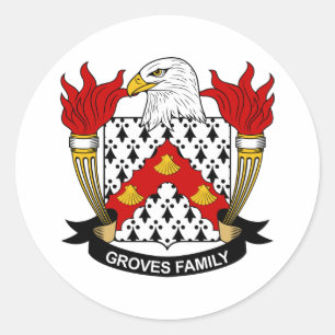 Groves Family Crest Ronde Sticker