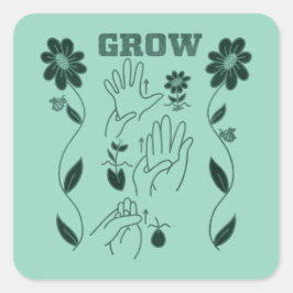Grow - ASL Design Vierkante Sticker