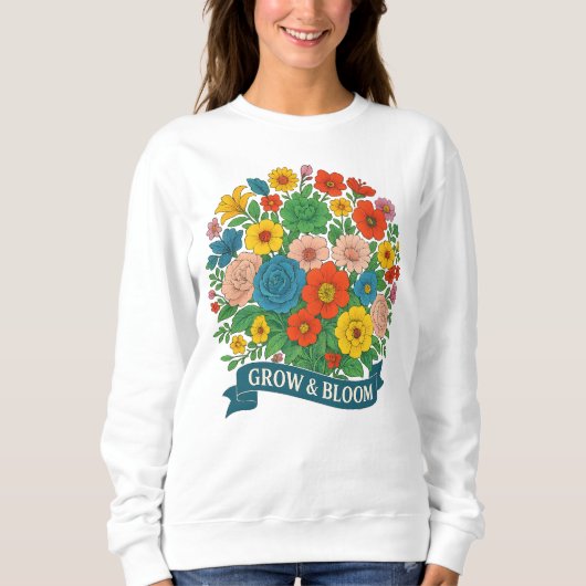 "Grow & Bloom" Levendig Bloemen Boeket Ontwerp Trui (Voorkant)