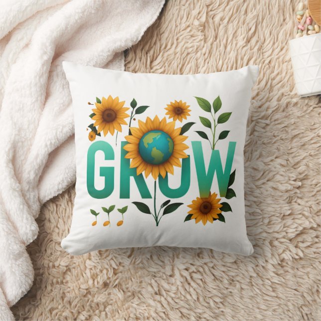 Grow Earth Sunflower Eco Design Kussen (Deken)