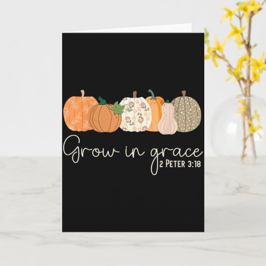 Grow In Grace Pumpkins Fall Thanksgiving Christian Kaart (Gele Bloem)