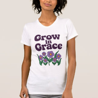 Grow in Grace - Vreedzame Paarse bloemkunst T-shirt