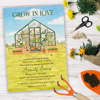 Grow in Love Greenhouse Bridal Shower Invitation Kaart