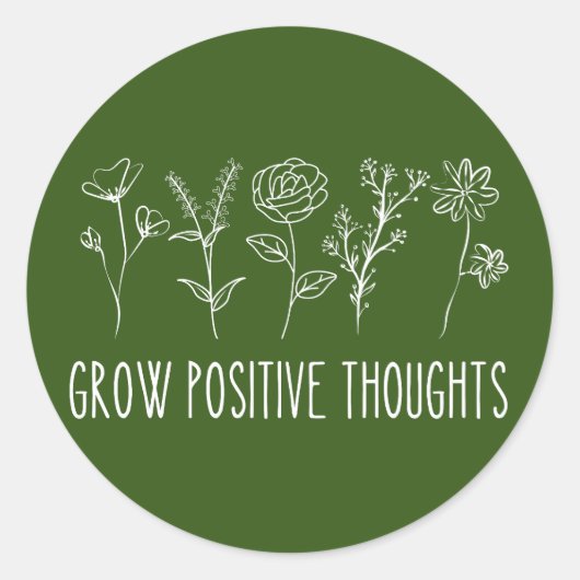 Grow Positive Thoughts Aesthetic Ronde Sticker (Voorkant)
