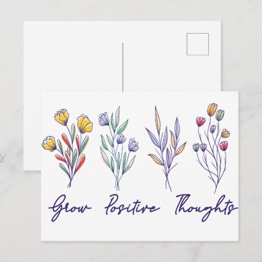 Grow Positive Thoughts Wildflower Floral Plant Briefkaart (Voorkant / Achterkant)