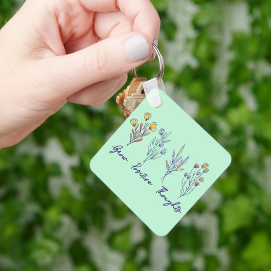 Grow Positive Thoughts Wildflower Floral Plant Sleutelhanger (Hand)