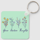Grow Positive Thoughts Wildflower Floral Plant Sleutelhanger (Achterkant)