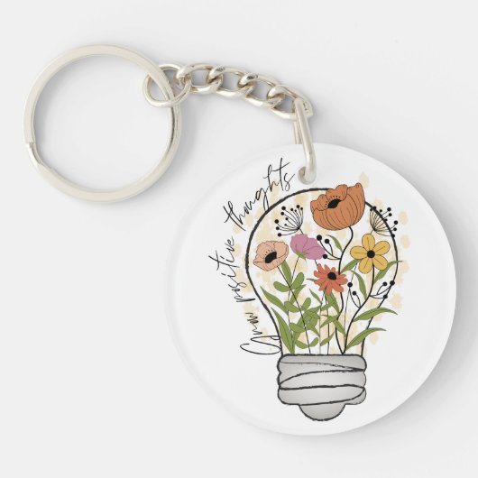 Grow positive thoughts Wildflower Inspirerend Sleutelhanger (Voorkant)
