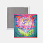 Grow Positivity Bloem  Roze Whimsical Magneet (Voorkant / Achterkant)