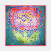 Grow Positivity Bloem  Roze Whimsical Magneet (Voorkant)
