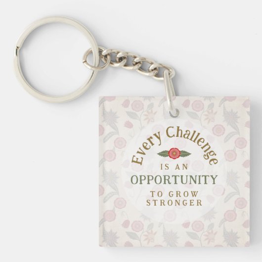 "Grow Stronger" Affirmation Acrylic Keychain (Voorkant)