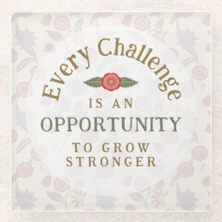 "Grow Stronger" Affirmation Glazen Onderzetter