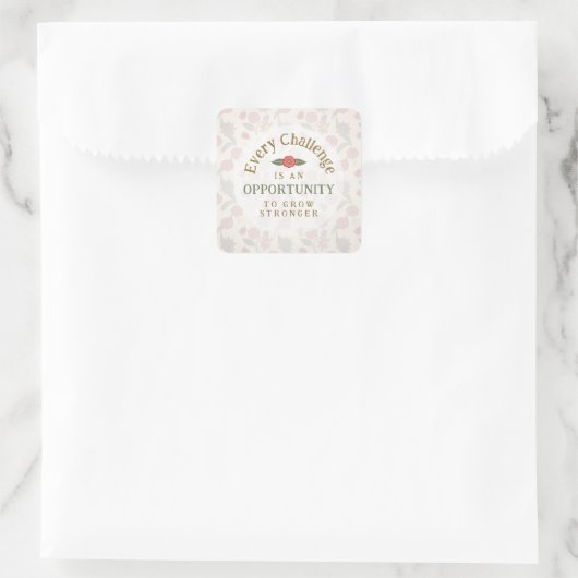 "Grow Stronger" Affirmation Vierkante Sticker (Tas)