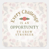 "Grow Stronger" Affirmation Vierkante Sticker (Voorkant)