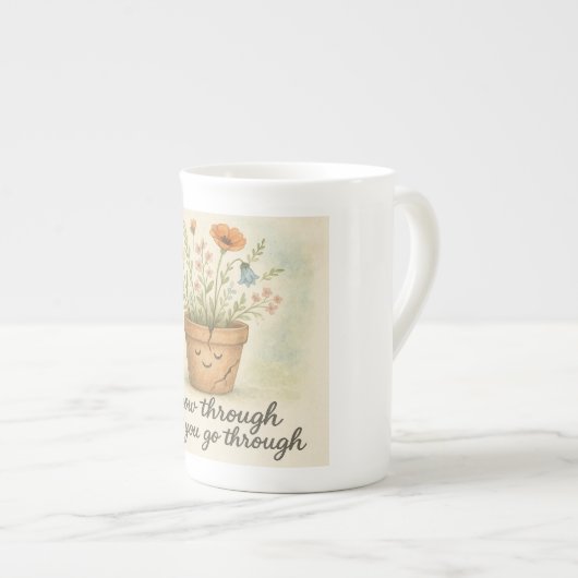 Grow Through What You Go Through Porselein Kop (Voorkant rechts)