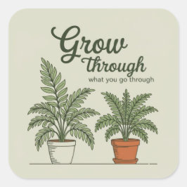 Grow through what you go through  vierkante sticker