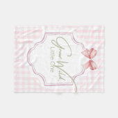 Grow Wild Little One | Pink Gingham Bow Nursery Fleece Deken (Voorkant (Horizontaal))