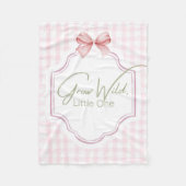 Grow Wild Little One | Pink Gingham Bow Nursery Fleece Deken (Voorkant)