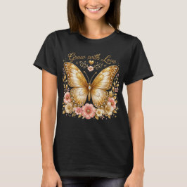 Grow with Love Gouden Vlinder Bloemige Dames T-shi T-shirt