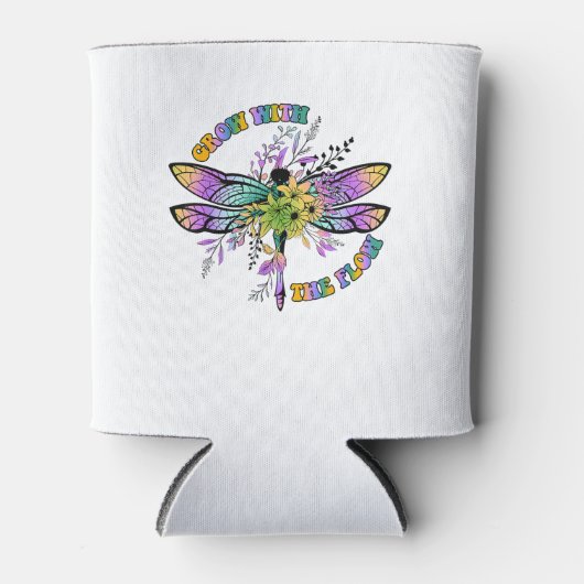 Grow With The Flow Funny Dragonfly T-Shirt Blikjeskoeler (Voorkant)