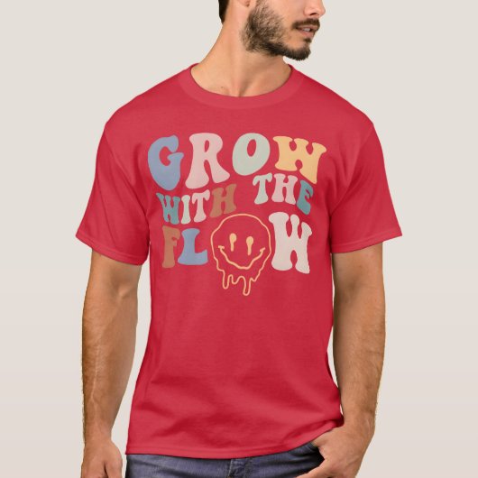 Grow Withhe Flow 70s Boho Peace Hippie Gift funny T-shirt (Voorkant)