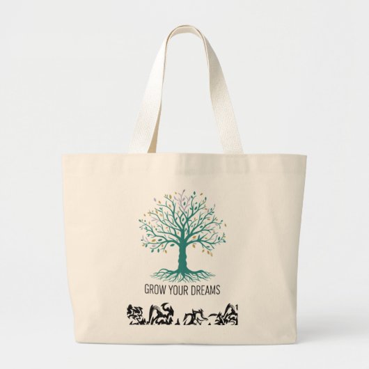 Grow Your Dreams Inspirational Motivational Grocer Grote Tote Bag (Voorkant)