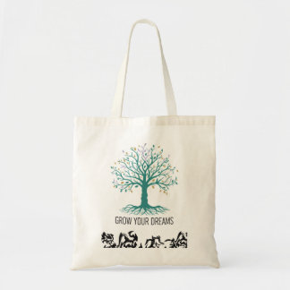 Grow Your Dreams Inspirational Motivational Grocer Tote Bag