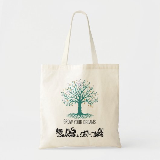 Grow Your Dreams Inspirational Motivational Grocer Tote Bag (Voorkant)
