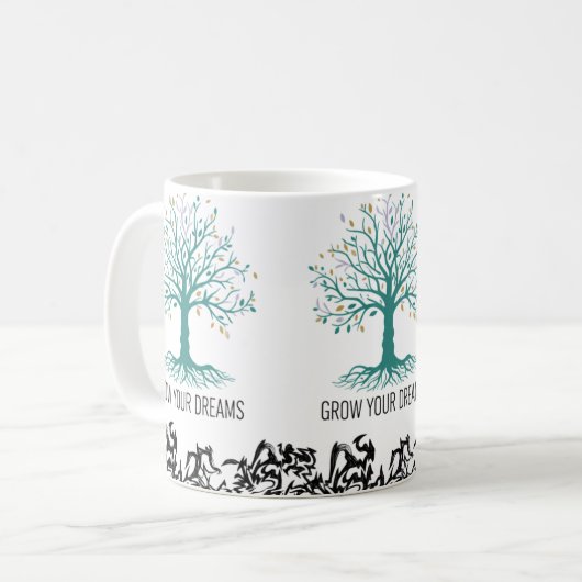 Grow Your Dreams Mug – Follow Your Dreams Inspirat Koffiemok (Voorkant links)