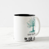 Grow Your Dreams Mug – Follow Your Dreams Inspirat Tweekleurige Koffiemok (Voorkant rechts)