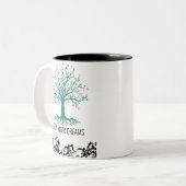 Grow Your Dreams Mug – Follow Your Dreams Inspirat Tweekleurige Koffiemok (Voorkant links)