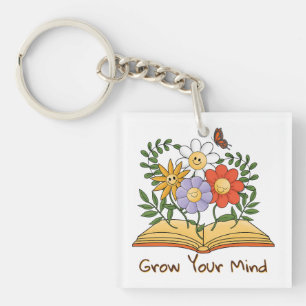 Grow Your Mind Book Floral Leesbloemen Sleutelhanger
