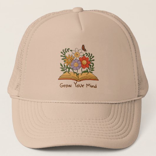 Grow Your Mind Book Floral Leesbloemen Trucker Pet (Voorkant)