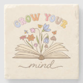 Grow Your Mind Book Lover Lezen is Liefde Stenen Onderzetter (Voorkant)
