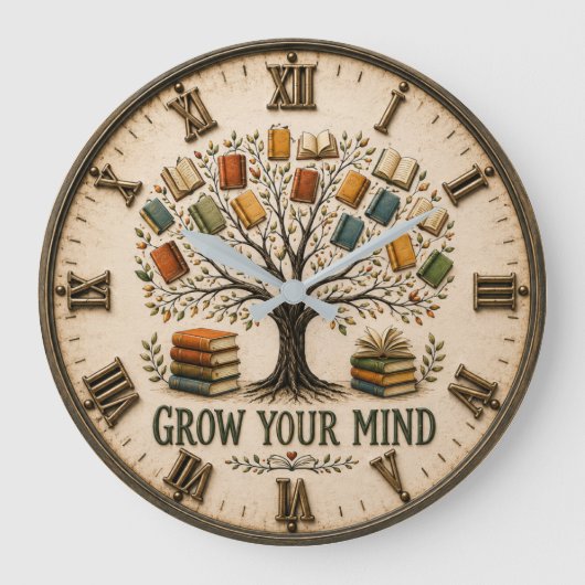 Grow Your Mind Book Reading Teacher Gift Grote Klok (Voorkant)