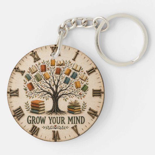Grow Your Mind Book Reading Teacher Gift Sleutelhanger (Achterkant)