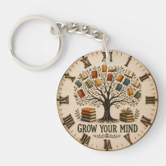 Grow Your Mind Book Reading Teacher Gift Sleutelhanger (Voorkant)