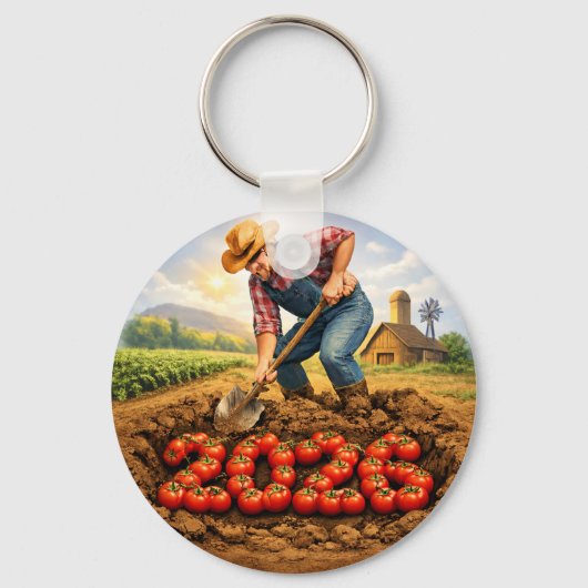 “Grow Your Own Luck Tomato Farming Keychain” Sleutelhanger (Voorkant)